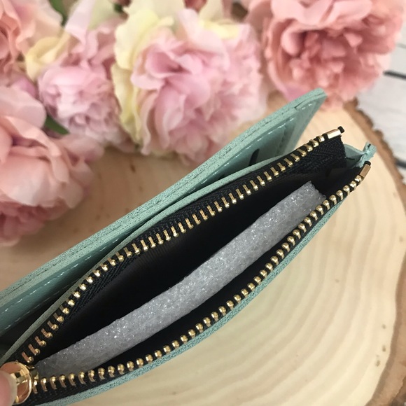 Vegan Leather Robin’s Egg Blue Embroidered Wallet - Picture 6 of 9